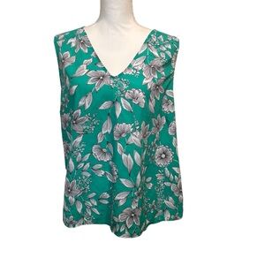A New Day‎ Target Green Floral Lightweight Sleeveless V-Neck Blouse Size XXL